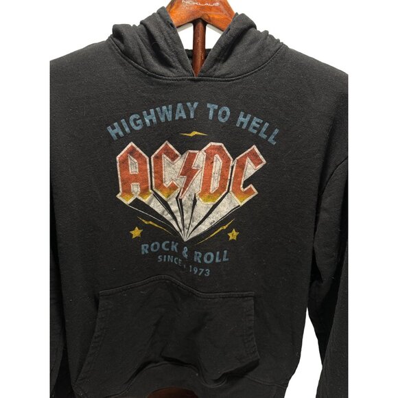 ACDC Sweatshirt Womens L Black Highway to Hell Pullover Punk Rock Grunge - Picture 2 of 5